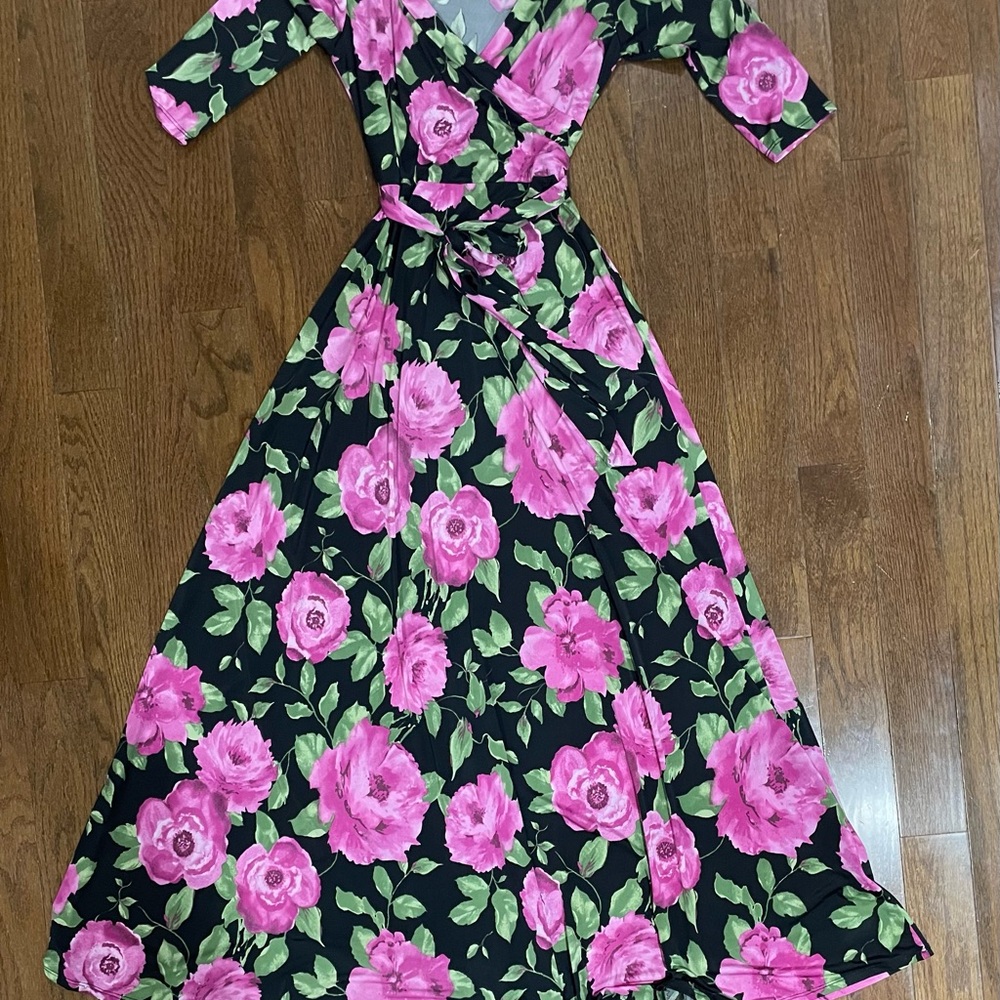 Chic Long Sleeve Floral Maxi Dress